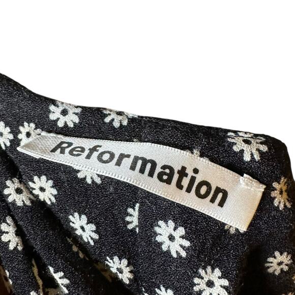 REFORMATION Black White Daisy Roman Midi Dress Slip Style Women's Size 4 FLAWED - Picture 8 of 10